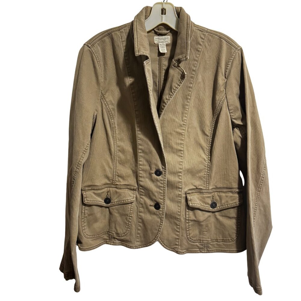 American Eagle Corduroy Blazer Women’s XL Khaki Tan Vintage Y2K Academia Preppy